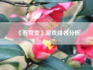 《苍穹变》游戏排名分析