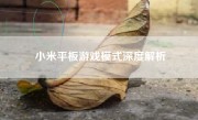 小米平板游戏模式深度解析