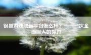 银狐游戏联运平台怎么样？——一次全面深入的探讨