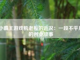 小霸王游戏机老板的近况：一段不平凡的创业故事