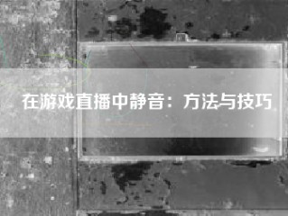 在游戏直播中静音：方法与技巧