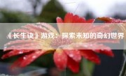 《长生诀》游戏：探索未知的奇幻世界