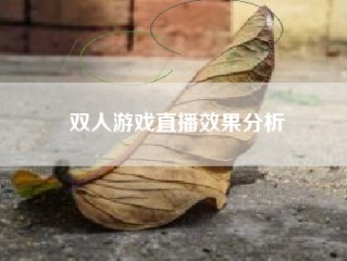 双人游戏直播效果分析