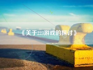 《关于223游戏的探讨》