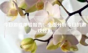 今日游戏体验报告：全面分析今日的游戏经历