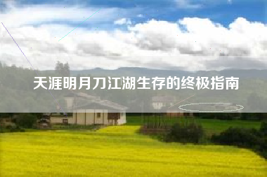 天涯明月刀江湖生存的终极指南