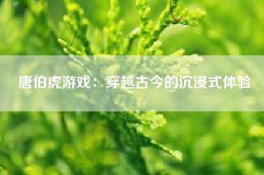 唐伯虎游戏：穿越古今的沉浸式体验