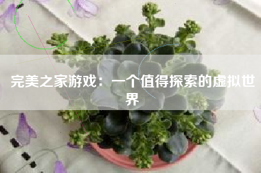 完美之家游戏：一个值得探索的虚拟世界