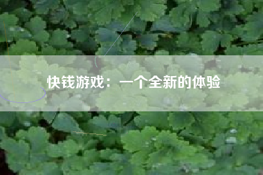 快钱游戏：一个全新的体验