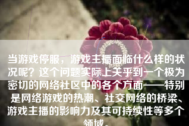 当游戏停服，游戏主播面临什么样的状况呢？这个问题实际上关乎到一个极为密切的网络社区中的各个方面——特别是网络游戏的热潮、社交网络的桥梁、游戏主播的影响力及其可持续性等多个领域。