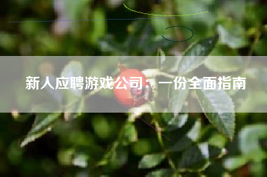 新人应聘游戏公司：一份全面指南