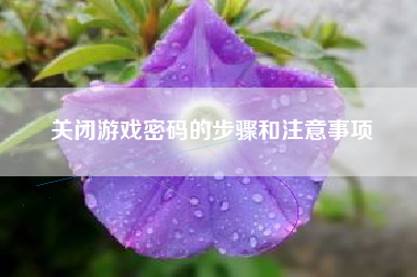 关闭游戏密码的步骤和注意事项