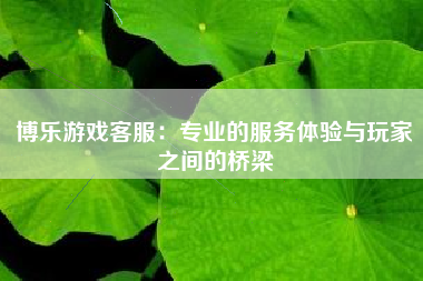 博乐游戏客服：专业的服务体验与玩家之间的桥梁