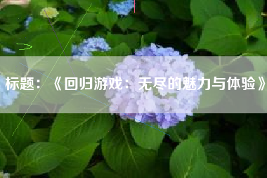 标题：《回归游戏：无尽的魅力与体验》