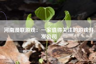 河南漫联游戏：一家值得关注的游戏开发公司