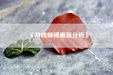 《游戏师傅画质分析》