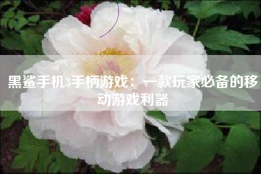 黑鲨手机3手柄游戏：一款玩家必备的移动游戏利器