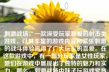 刺激战场，一款深受玩家喜爱的射击类游戏，以其丰富的游戏内容和紧张刺激的战斗体验赢得了广大玩家的喜爱。在这款游戏中，有一部分玩家是女性玩家，她们在游戏中展现出了独特的魅力和实力。那么，刺激战场中妹子玩游戏究竟怎么样呢？下面我们将一起探讨这个话题。