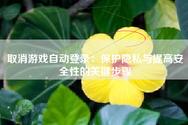 取消游戏自动登录：保护隐私与提高安全性的关键步骤