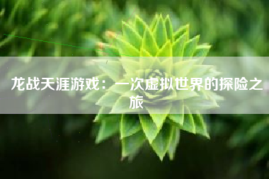 龙战天涯游戏：一次虚拟世界的探险之旅