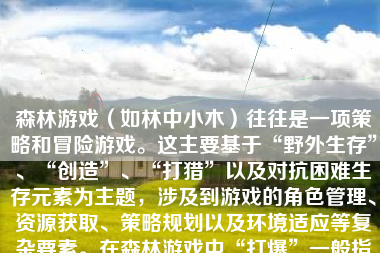 森林游戏（如林中小木）往往是一项策略和冒险游戏。这主要基于“野外生存”、“创造”、“打猎”以及对抗困难生存元素为主题，涉及到游戏的角色管理、资源获取、策略规划以及环境适应等复杂要素。在森林游戏中“打爆”一般指达到特定的胜利条件，或通过一些特定的技巧和策略取得决定性的优势。下面就详细地阐述一下如何进行“打爆”的策略和步骤。