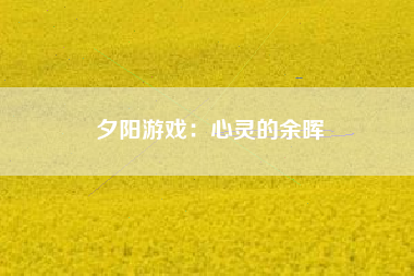 夕阳游戏：心灵的余晖