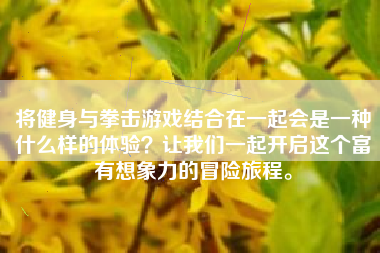 将健身与拳击游戏结合在一起会是一种什么样的体验？让我们一起开启这个富有想象力的冒险旅程。