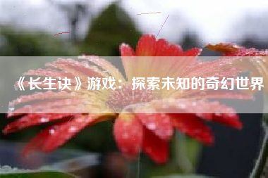 《长生诀》游戏：探索未知的奇幻世界