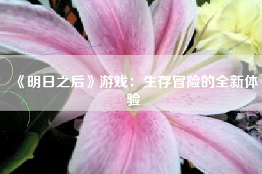 《明日之后》游戏：生存冒险的全新体验