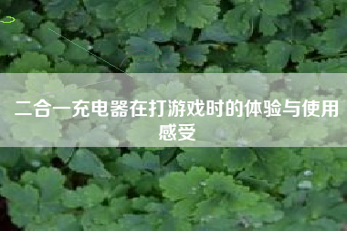 二合一充电器在打游戏时的体验与使用感受