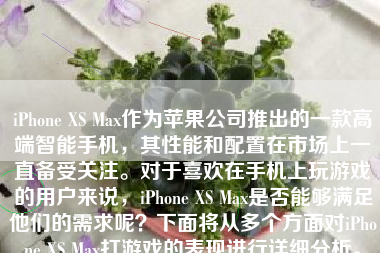 iPhone XS Max作为苹果公司推出的一款高端智能手机，其性能和配置在市场上一直备受关注。对于喜欢在手机上玩游戏的用户来说，iPhone XS Max是否能够满足他们的需求呢？下面将从多个方面对iPhone XS Max打游戏的表现进行详细分析。