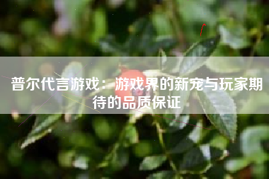 普尔代言游戏：游戏界的新宠与玩家期待的品质保证