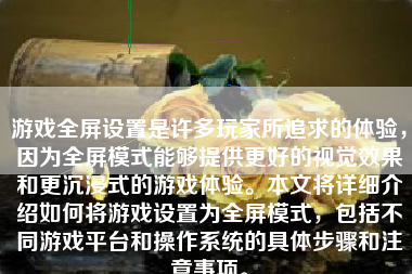 游戏全屏设置是许多玩家所追求的体验，因为全屏模式能够提供更好的视觉效果和更沉浸式的游戏体验。本文将详细介绍如何将游戏设置为全屏模式，包括不同游戏平台和操作系统的具体步骤和注意事项。