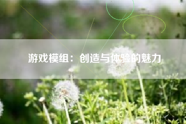 游戏模组：创造与体验的魅力