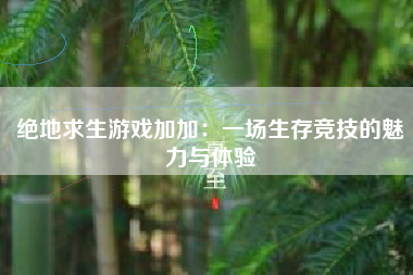 绝地求生游戏加加：一场生存竞技的魅力与体验