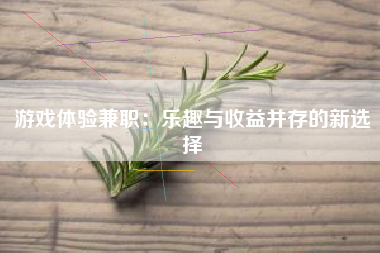 游戏体验兼职：乐趣与收益并存的新选择