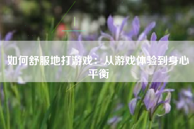 如何舒服地打游戏：从游戏体验到身心平衡