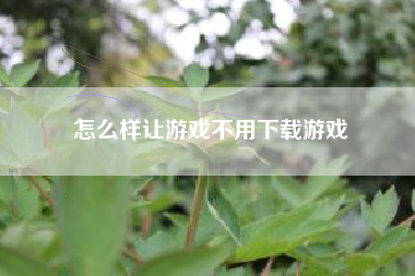 怎么样让游戏不用下载游戏