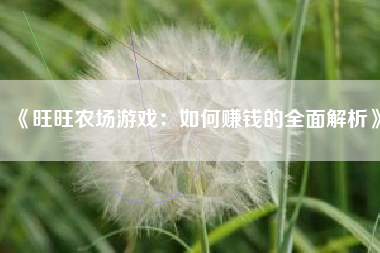 《旺旺农场游戏：如何赚钱的全面解析》