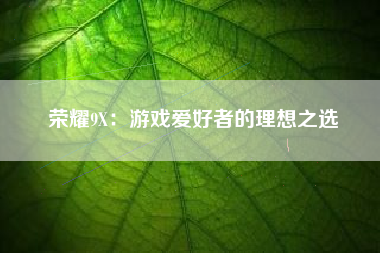 荣耀9X：游戏爱好者的理想之选