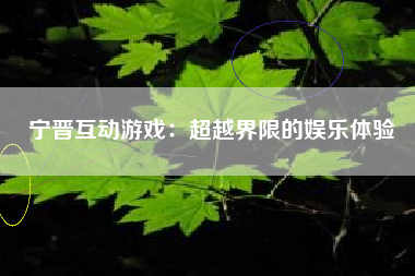 宁晋互动游戏：超越界限的娱乐体验