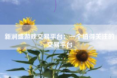 新润盛游戏交易平台：一个值得关注的交易平台
