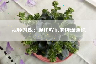 视频游戏：现代娱乐的璀璨明珠
