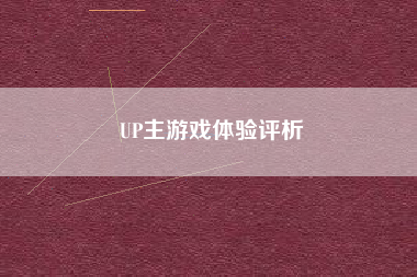 UP主游戏体验评析