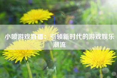 小喷游戏直播：引领新时代的游戏娱乐潮流