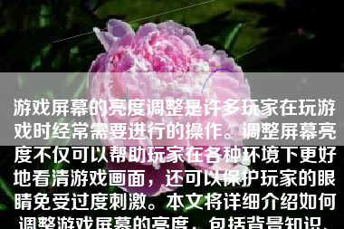 游戏屏幕的亮度调整是许多玩家在玩游戏时经常需要进行的操作。调整屏幕亮度不仅可以帮助玩家在各种环境下更好地看清游戏画面，还可以保护玩家的眼睛免受过度刺激。本文将详细介绍如何调整游戏屏幕的亮度，包括背景知识、操作步骤、注意事项以及常见问题解答。