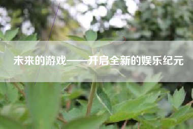 未来的游戏——开启全新的娱乐纪元
