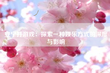 安宁打游戏：探索一种娱乐方式的深度与影响