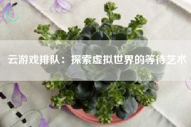 云游戏排队：探索虚拟世界的等待艺术