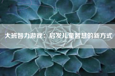 大班智力游戏：启发儿童智慧的新方式